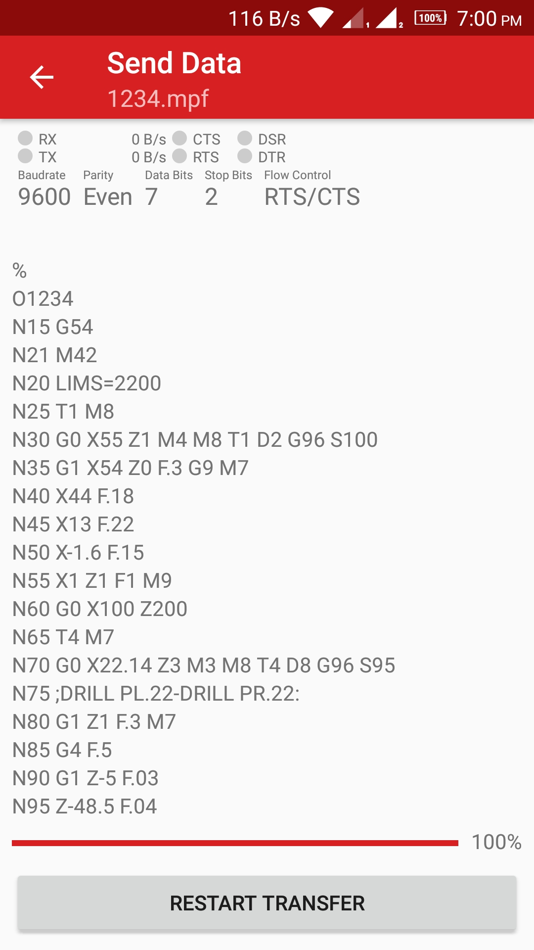 CNC Data Transfer Screenshot 2